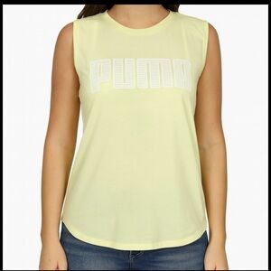 Puma Women’s Small Green Tank Top Workout Shirt, Loose Fit, V Hem